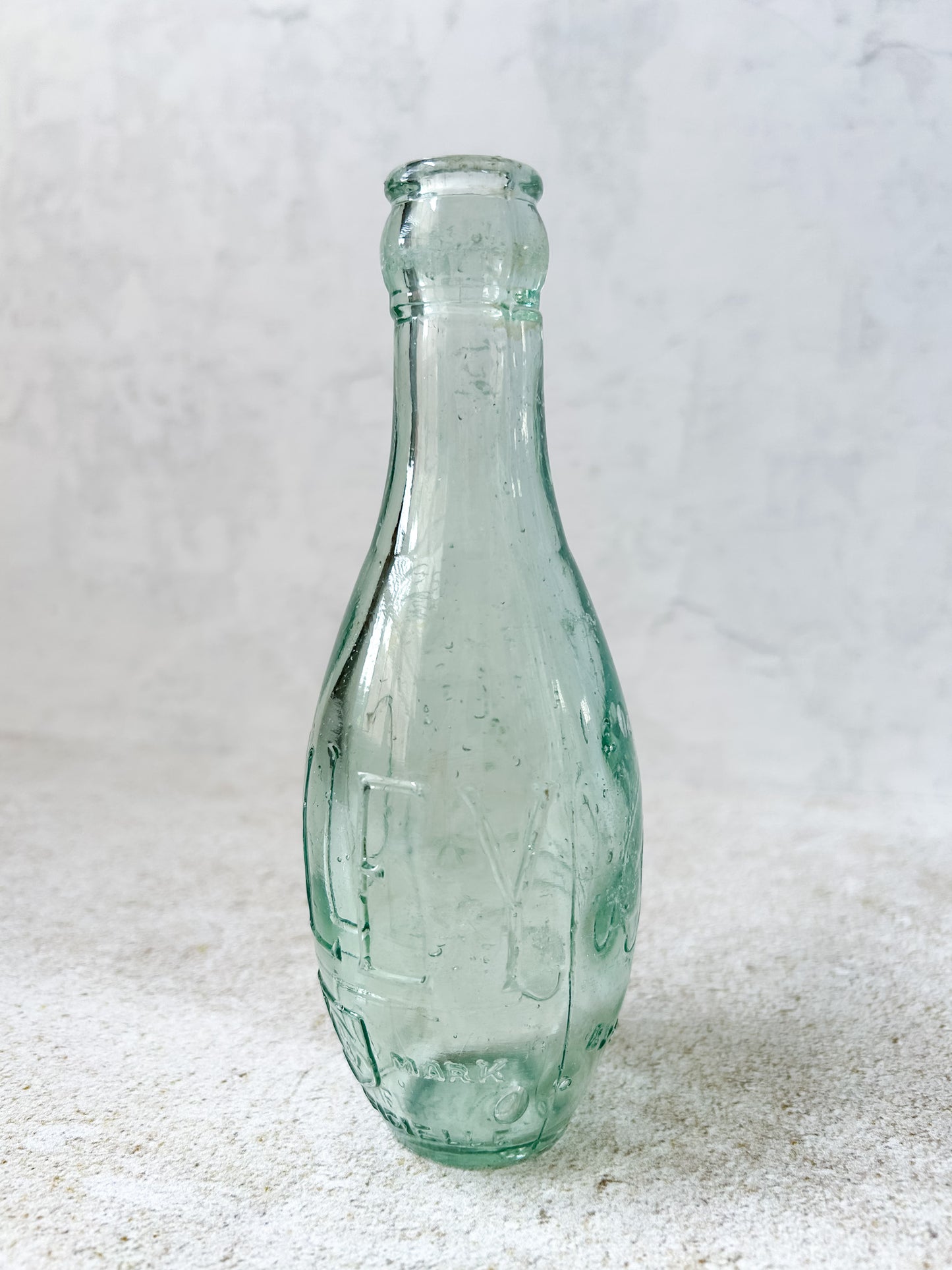 Antique Caley's Embossed Aqua Glass Soda Bottle