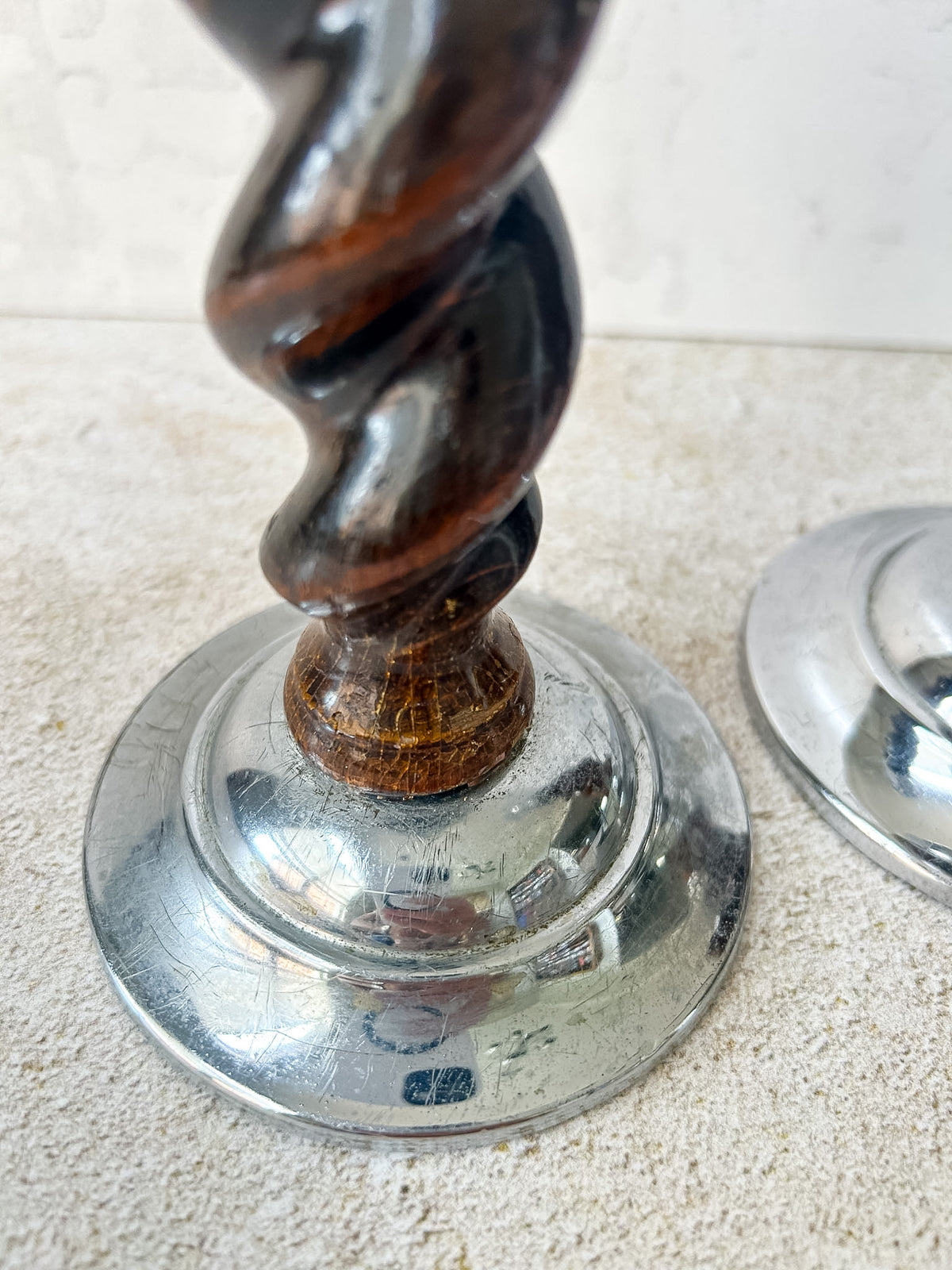 Pair of Vintage English Barley Twist Candlesticks