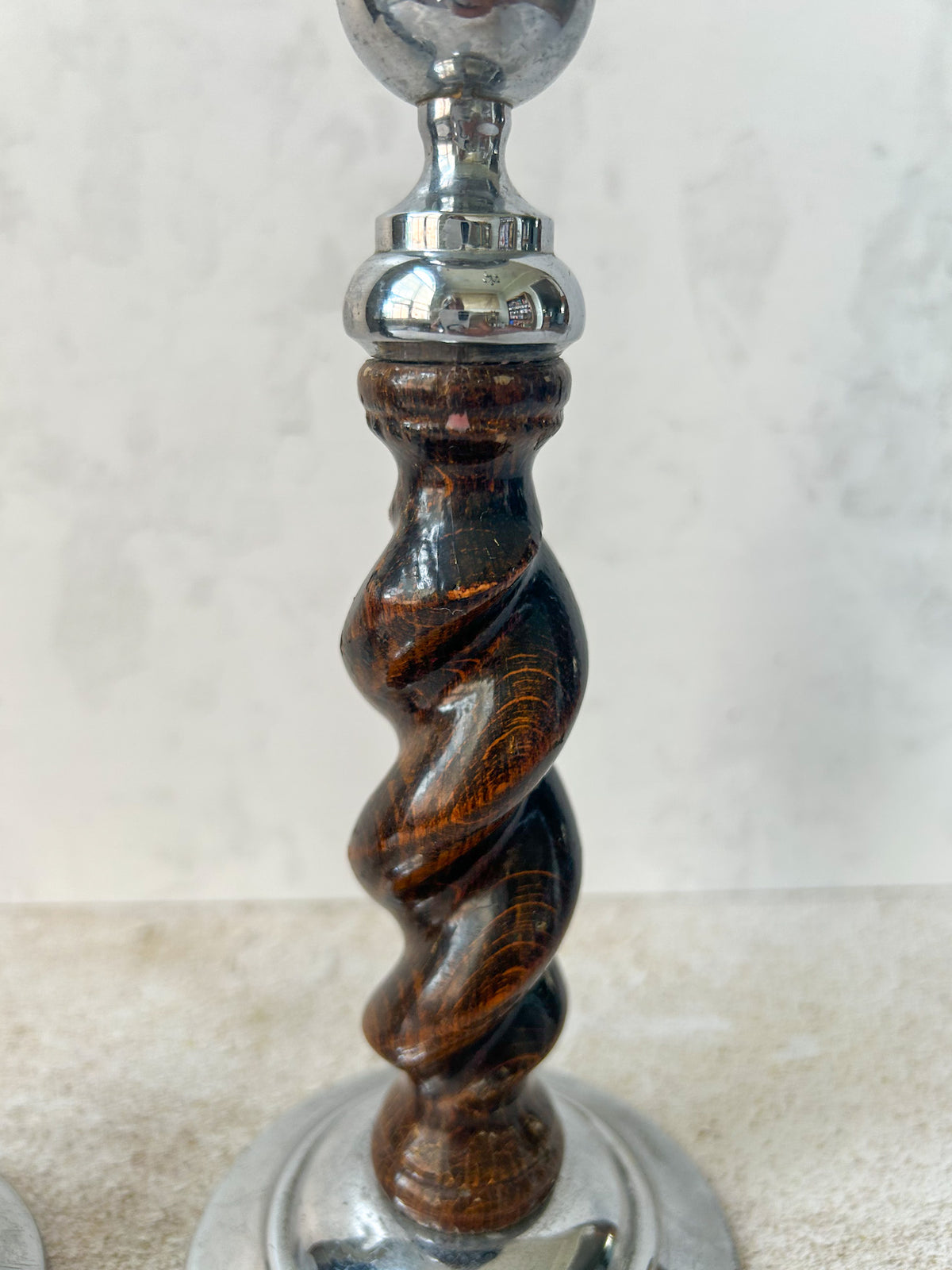 Pair of Vintage English Barley Twist Candlesticks