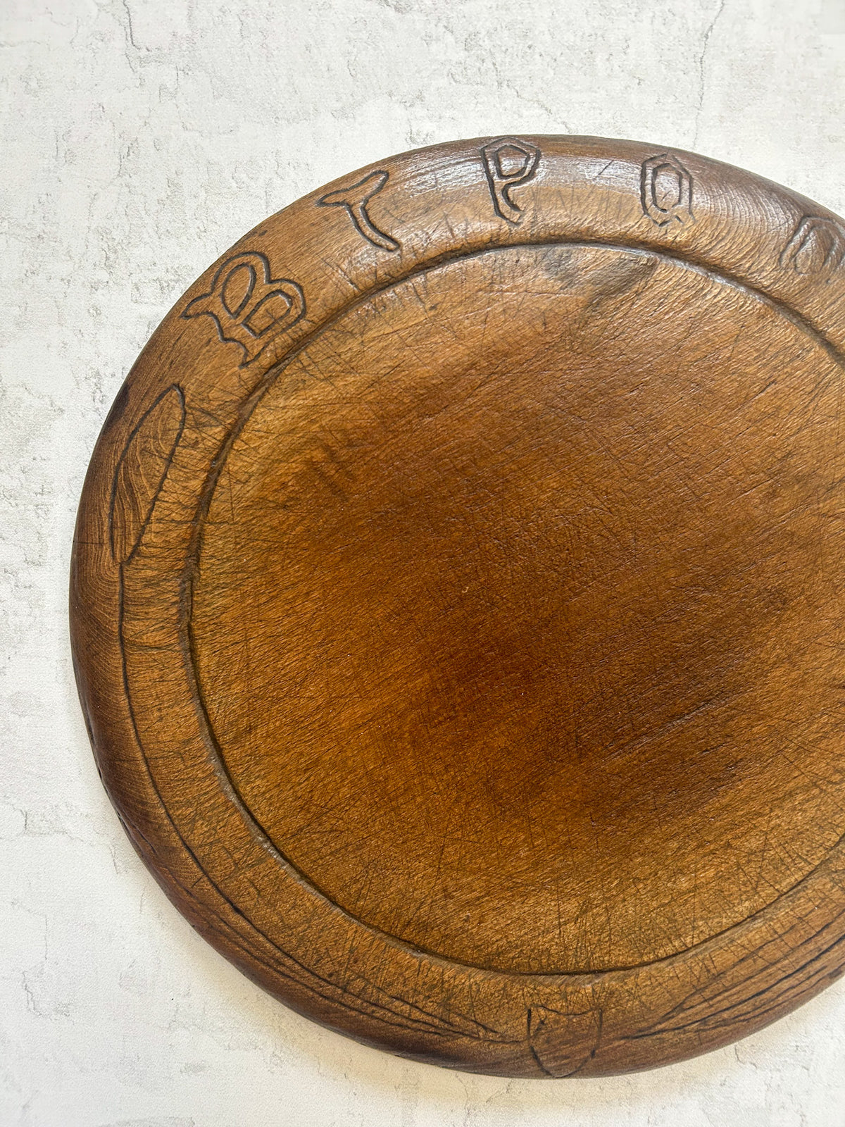 Early Antique English Hand-Carved Bread Board