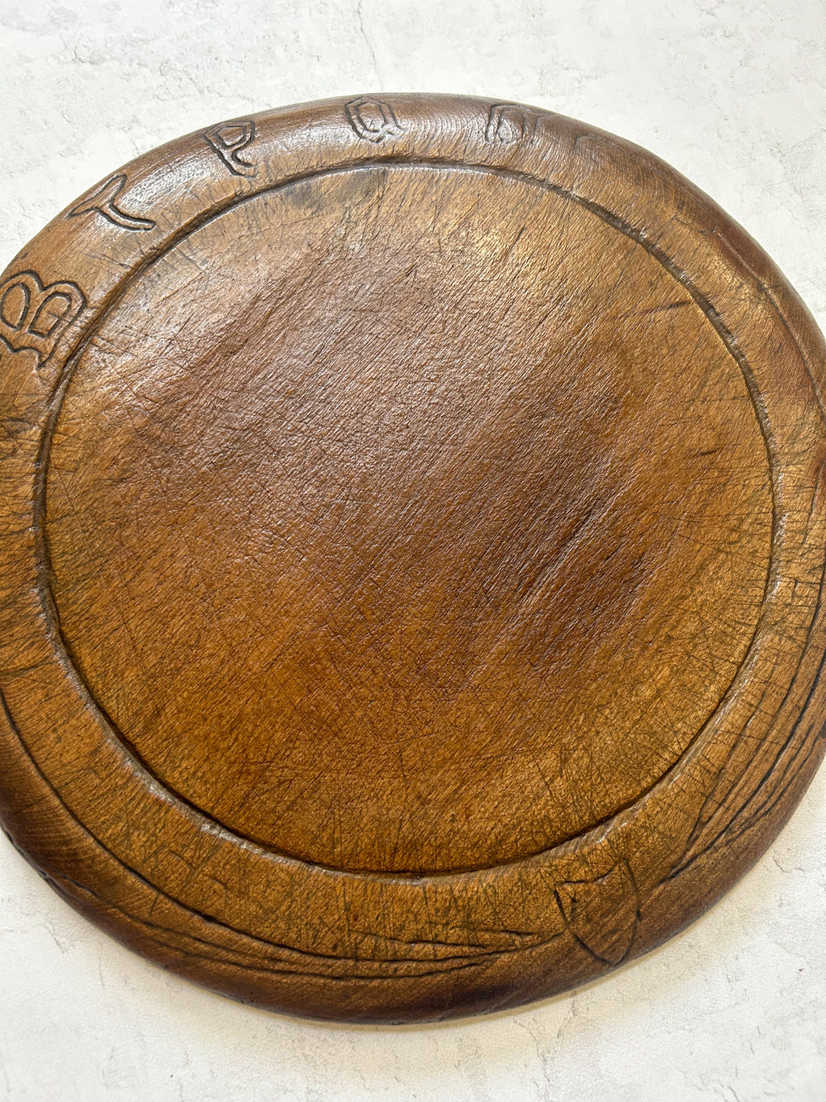 Early Antique English Hand-Carved Bread Board