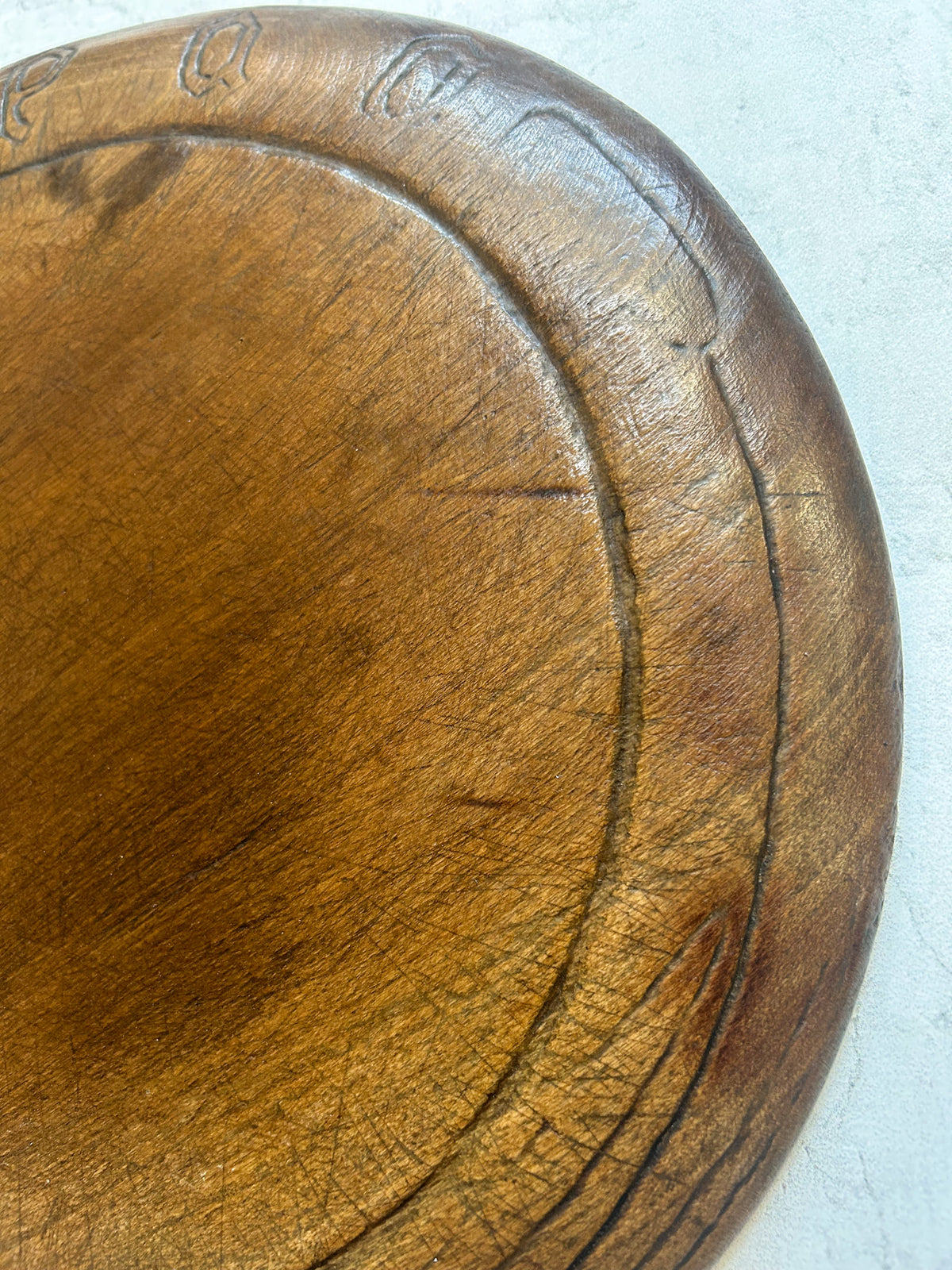 Early Antique English Hand-Carved Bread Board