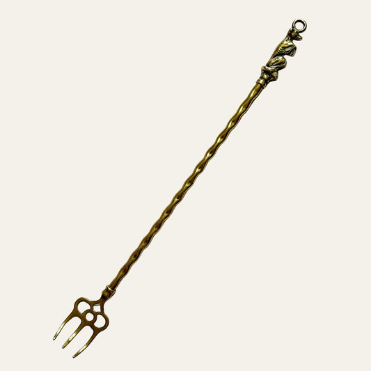 Vintage English Brass Dog Toasting Fork