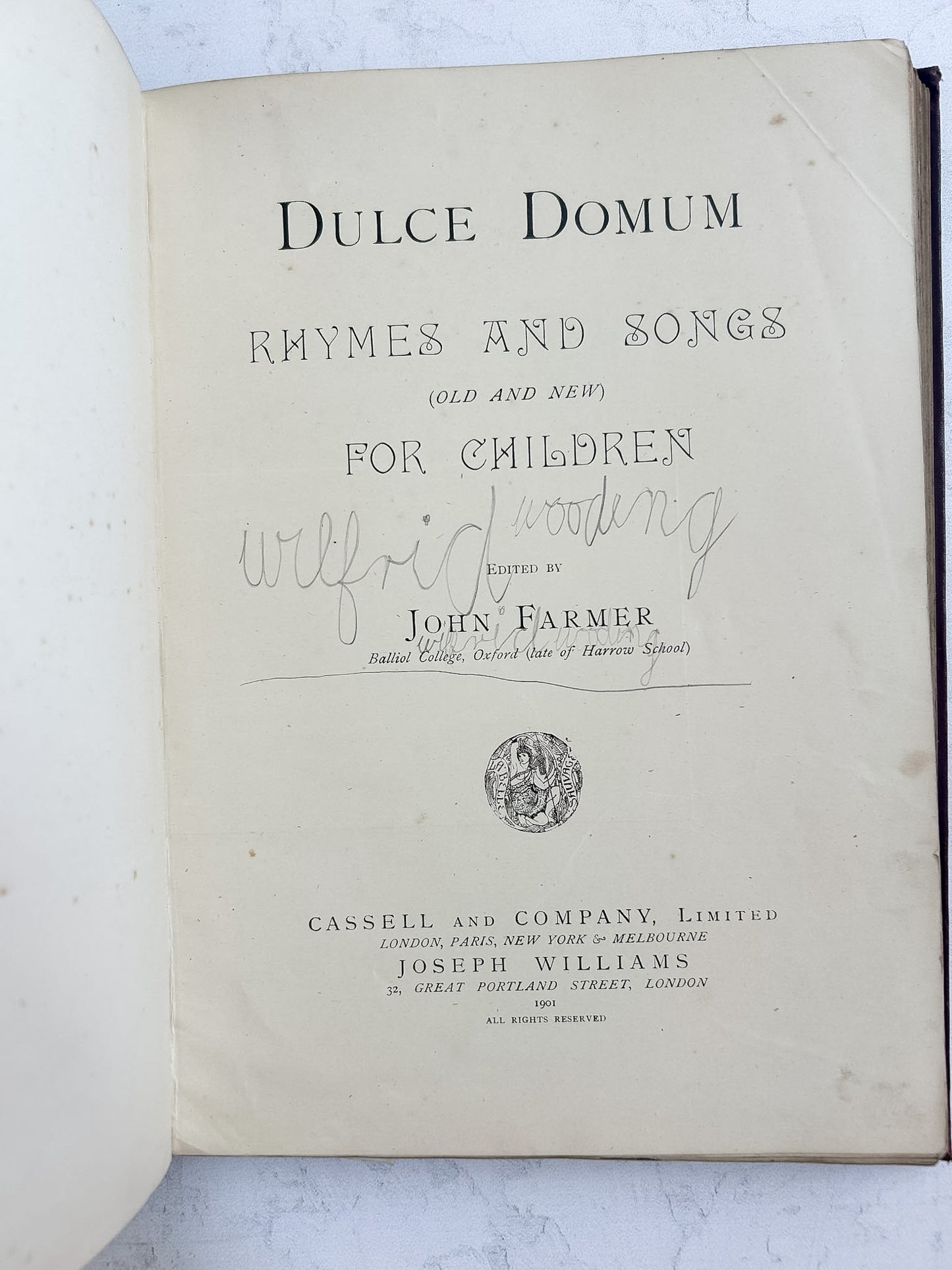 Antique 1901 Dulce Domum Rhymes and Songs for Children Folio