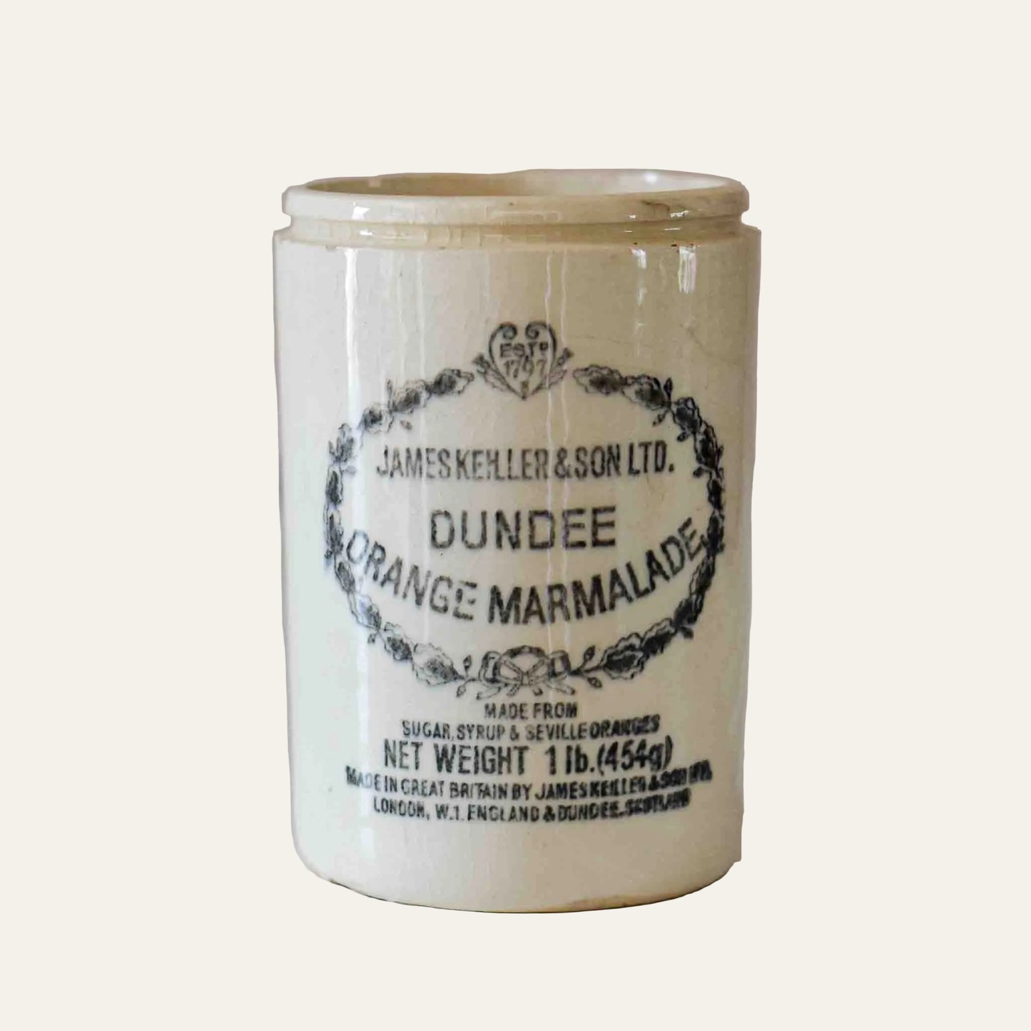Vintage Dundee Orange Marmalade Ironstone Jar