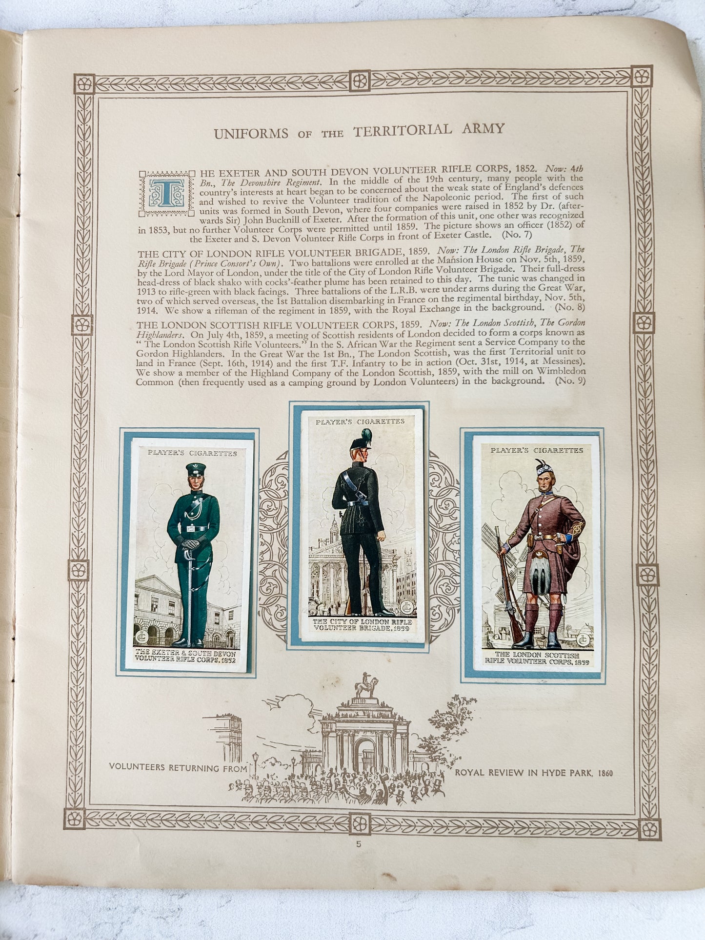 Vintage Player’s Cigarettes Uniforms of the Territorial Army Collector's Card Album, COMPLETE