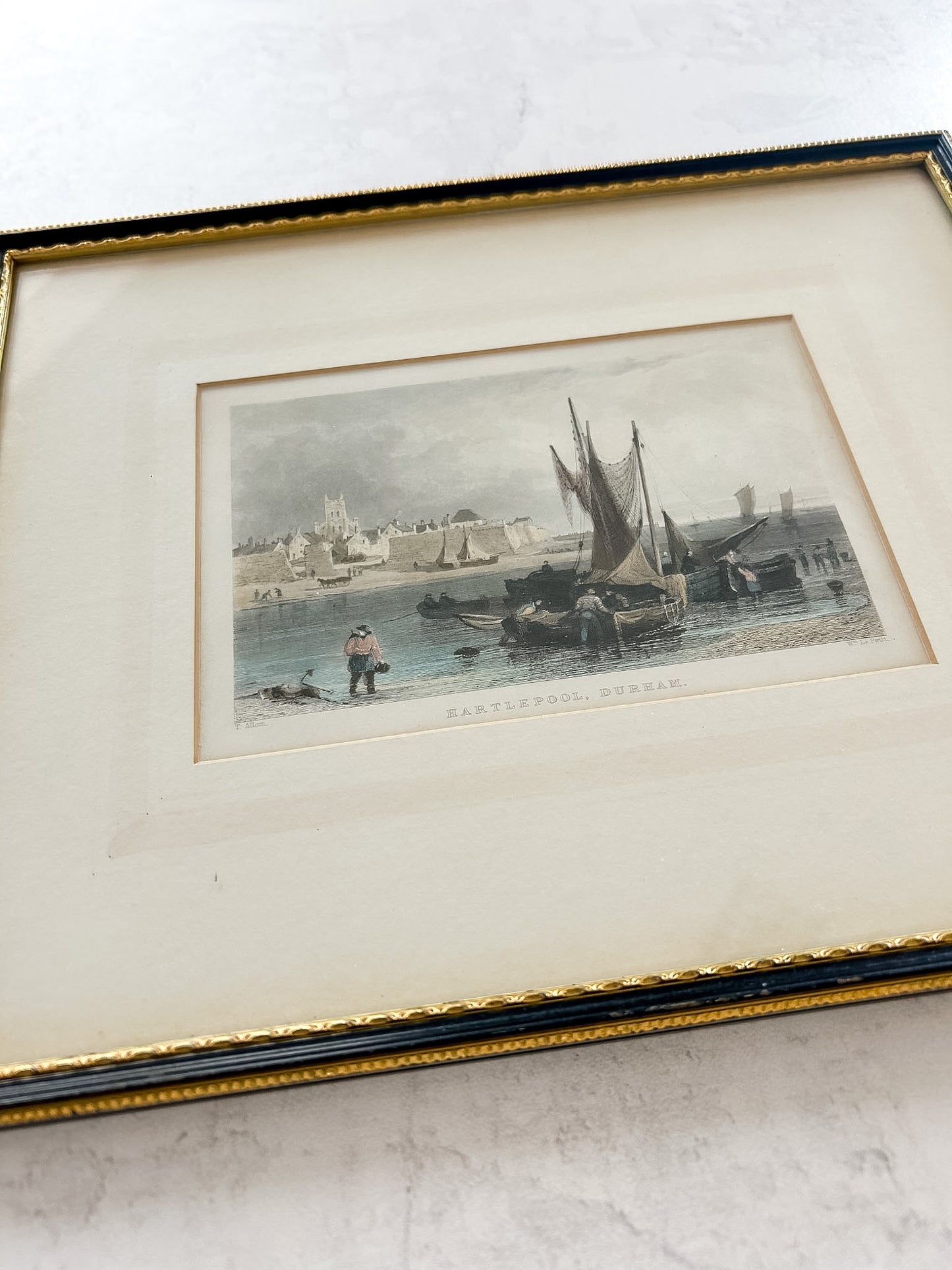 1885 Hartlepool, Durham Engraving | Antique Coastal Print in Vintage Frame