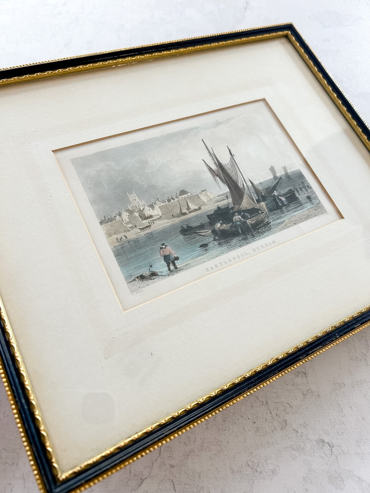 1885 Hartlepool, Durham Engraving | Antique Coastal Print in Vintage Frame