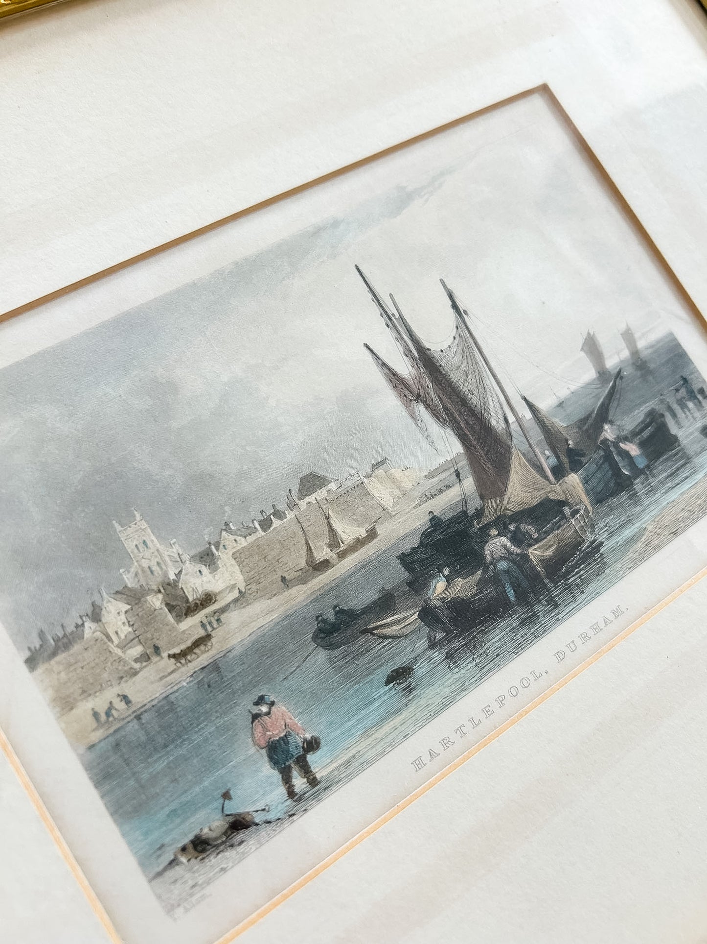 1885 Hartlepool, Durham Engraving | Antique Coastal Print in Vintage Frame