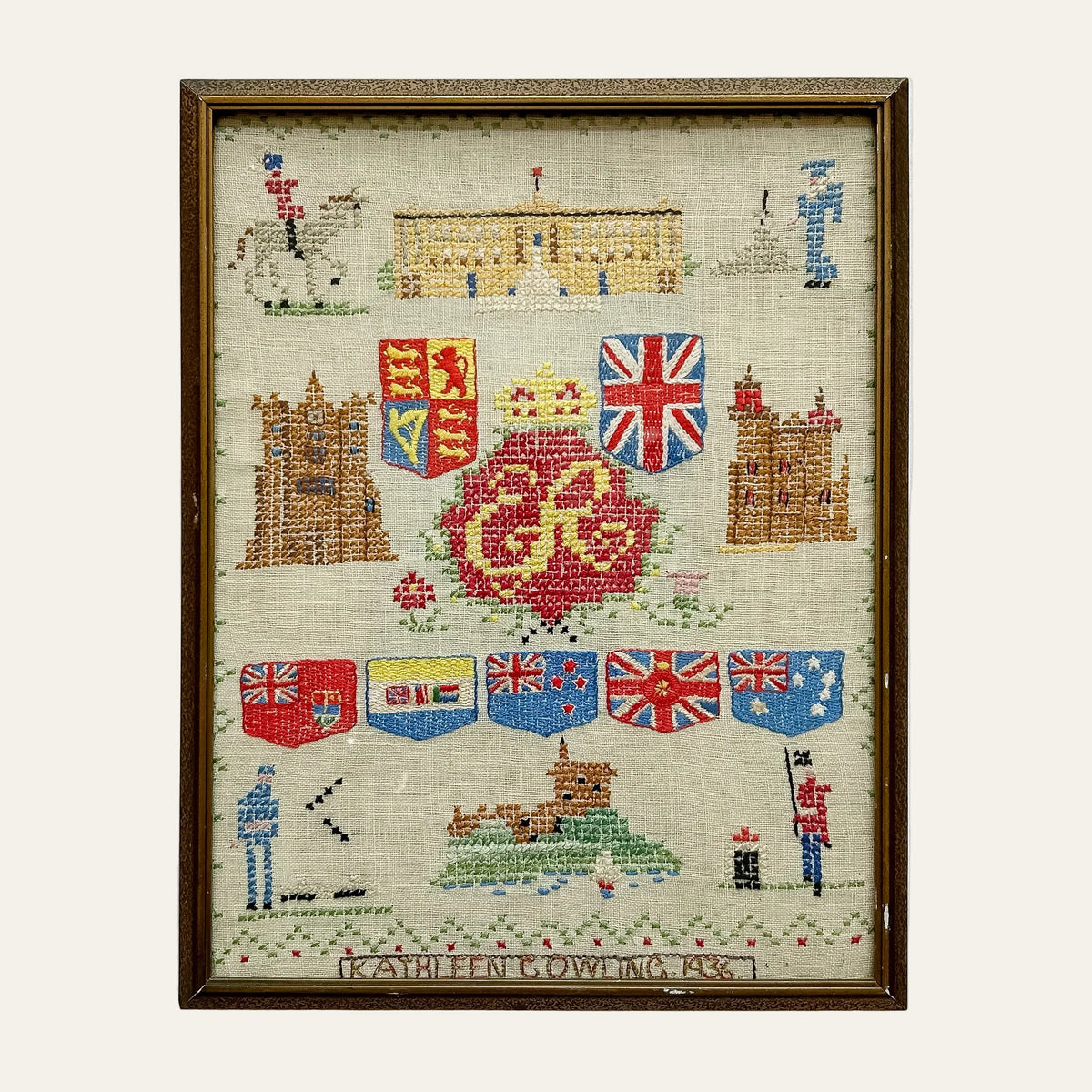 Rare 1936 Edward VIII Framed Coronation Sampler