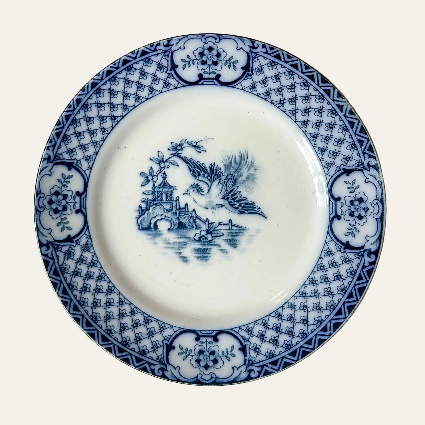 Antique Johnson Brothers Flow Blue 7" Plate