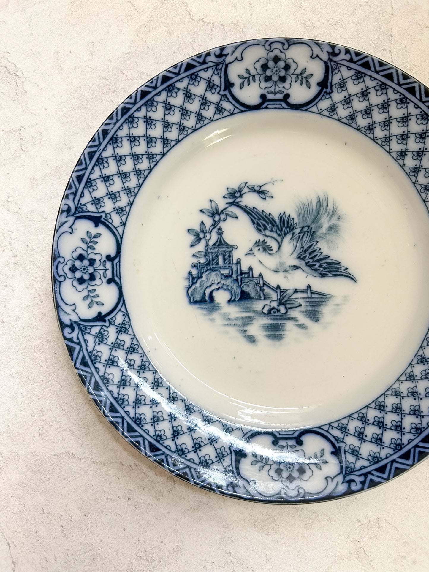 Antique Johnson Brothers Flow Blue 7" Plate