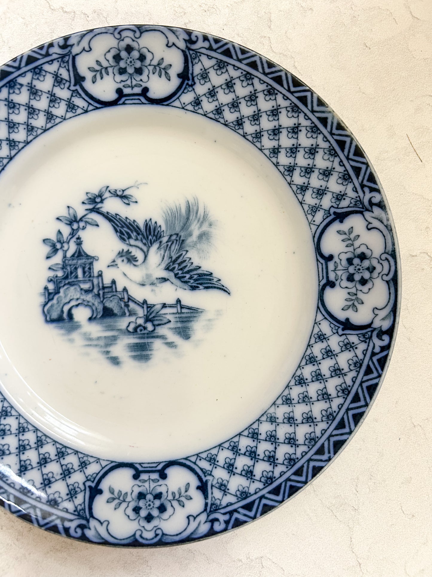 Antique Johnson Brothers Flow Blue 7" Plate