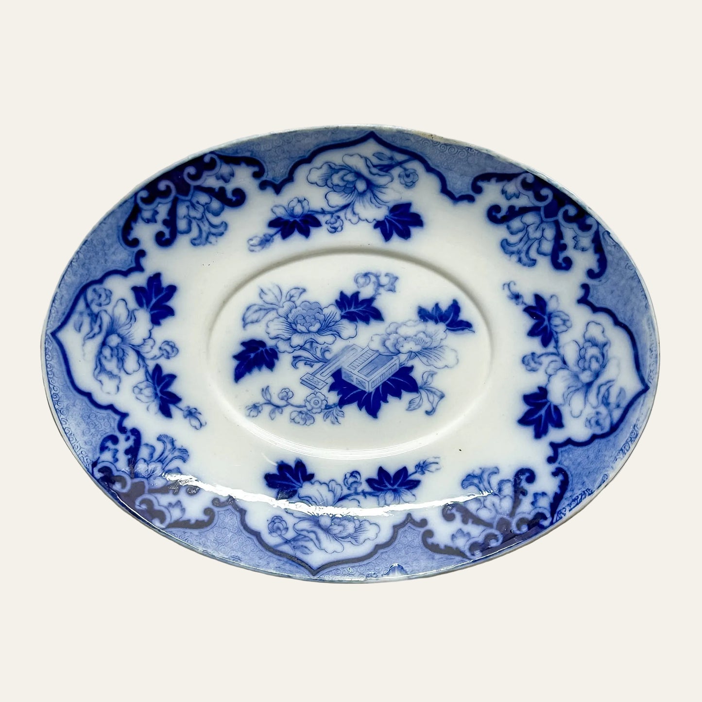 Antique Cauldon England Flow Blue Server | Candia Pattern
