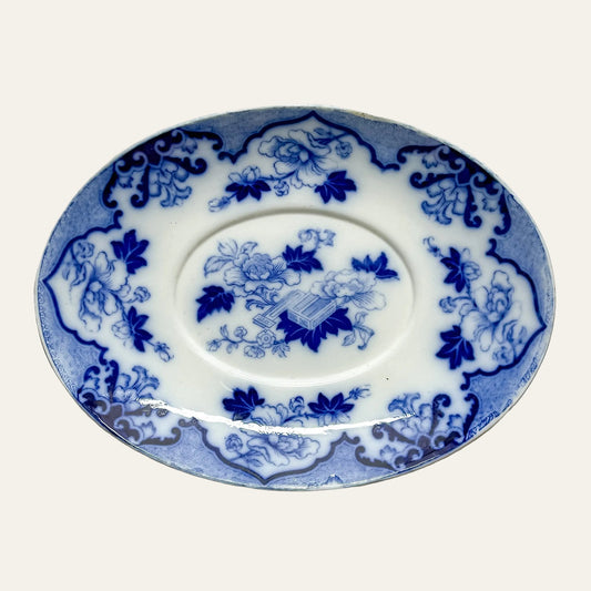 Antique Cauldon England Flow Blue Server | Candia Pattern