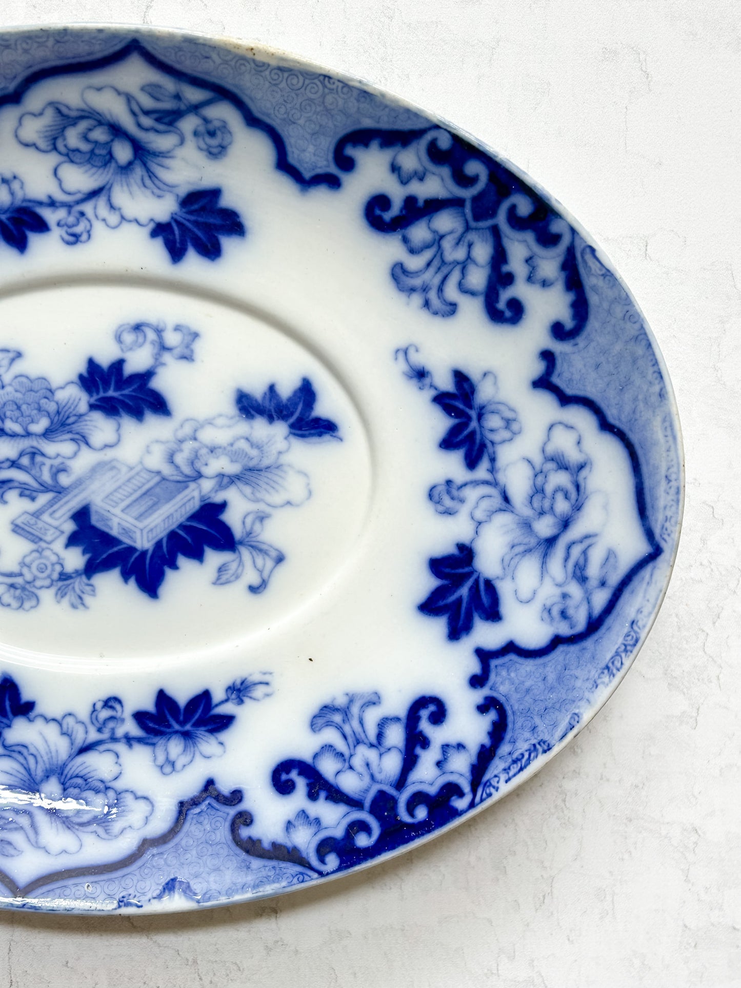 Antique Cauldon England Flow Blue Server | Candia Pattern