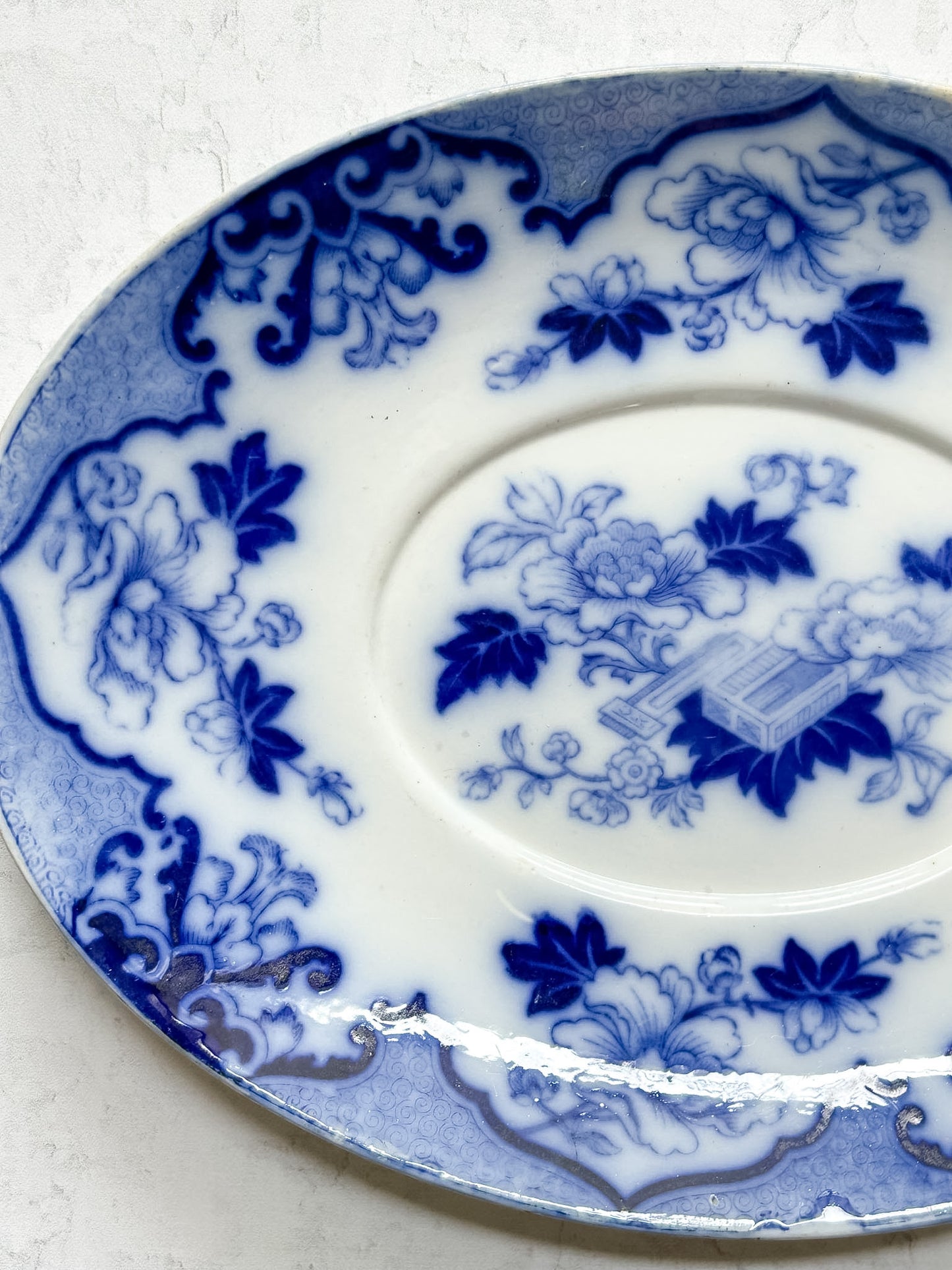 Antique Cauldon England Flow Blue Server | Candia Pattern