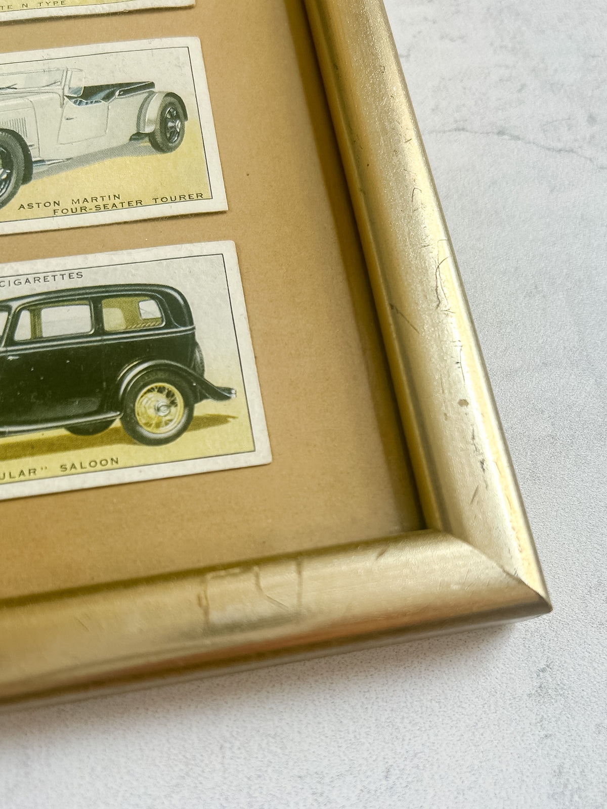 Framed 1936 Player’s Motor Cars Cigarette Cards