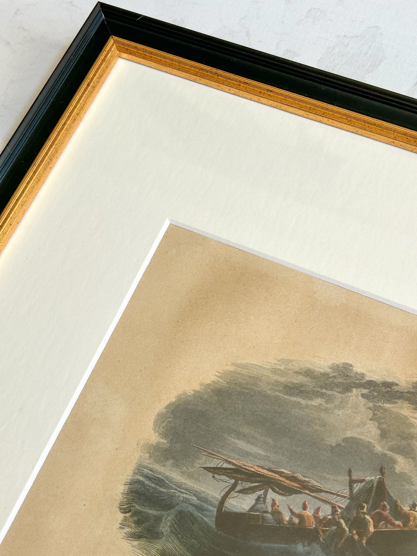 Antique Framed French Engraving – “La Pêche du Hareng,” c. 1880s