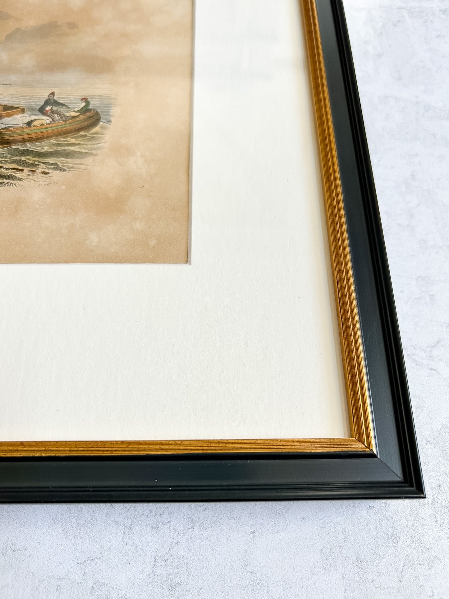 Antique Framed French Maritime Engraving – “La Madrague ou Pêche du Thon,” Circa 1880