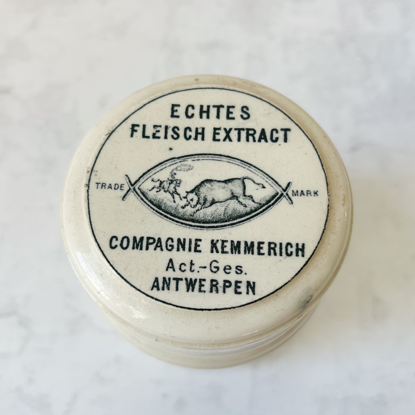 Antique Belgian “Echtes Fleisch Extract” Advertising Jar c1890