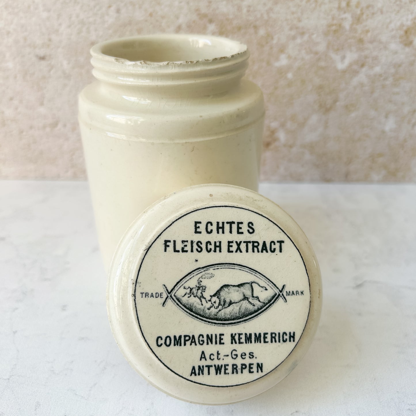 Antique Belgian “Echtes Fleisch Extract” Advertising Jar c1890