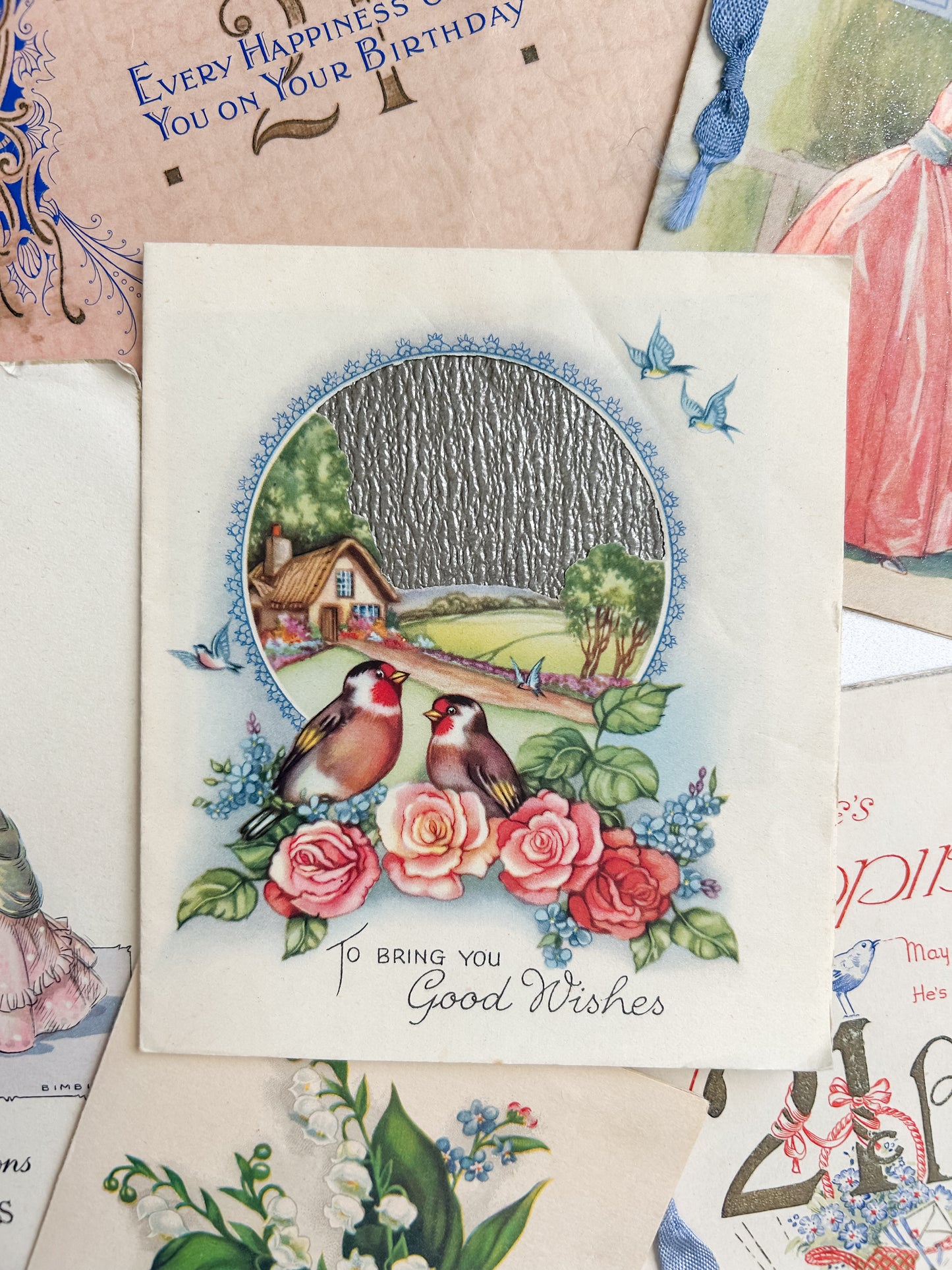 Set of 6 Antique English Greeting Cards