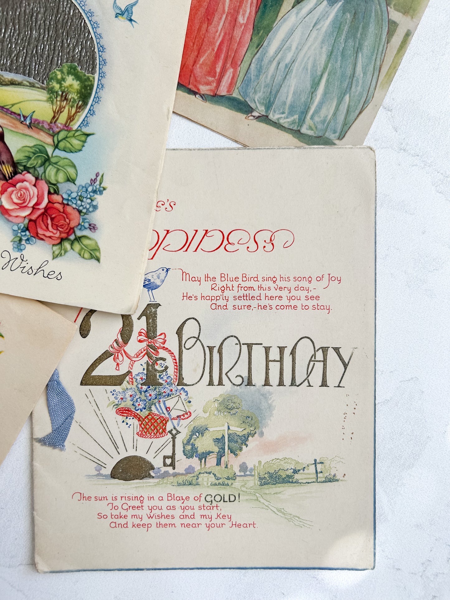 Set of 6 Antique English Greeting Cards