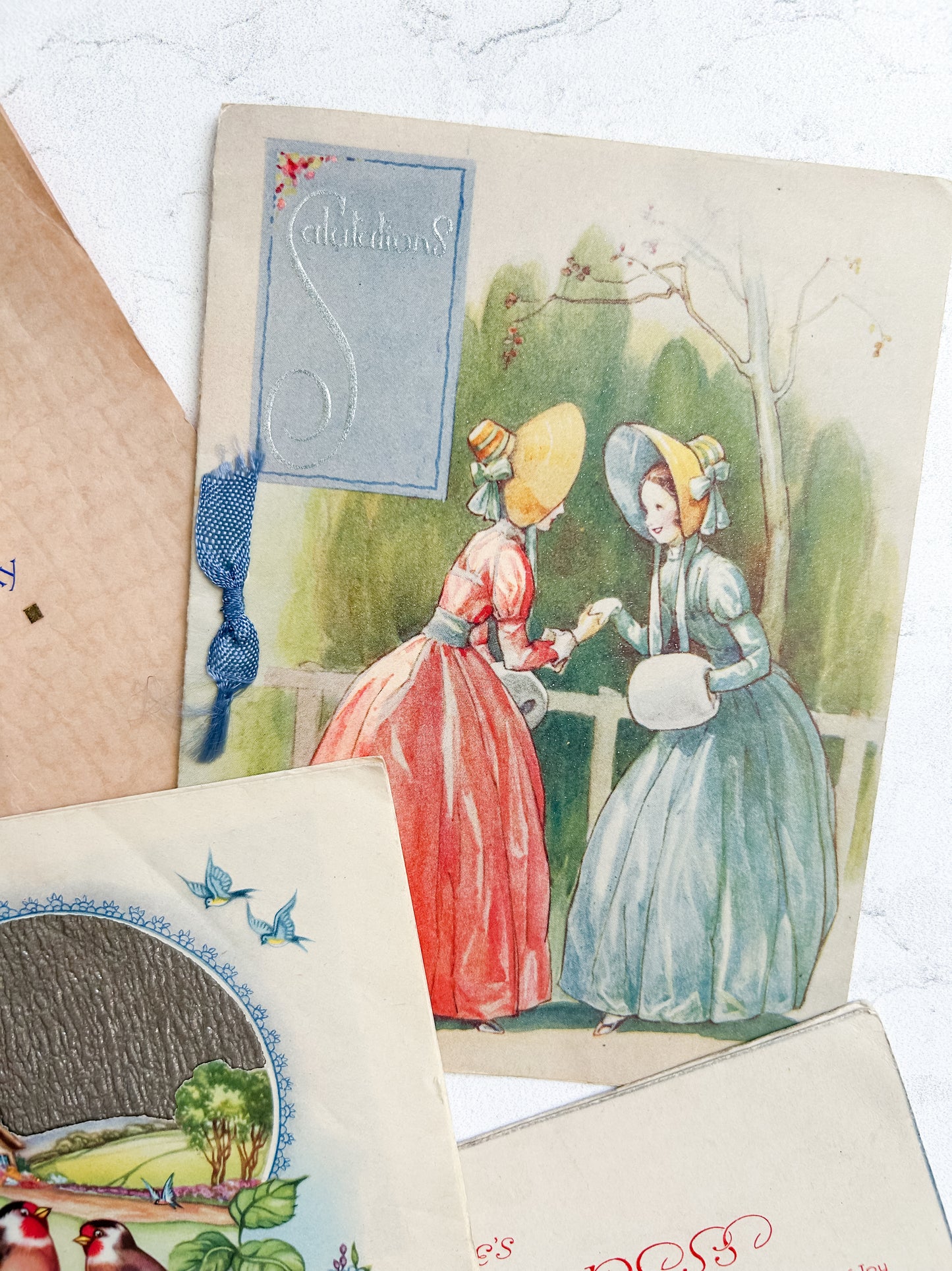 Set of 6 Antique English Greeting Cards