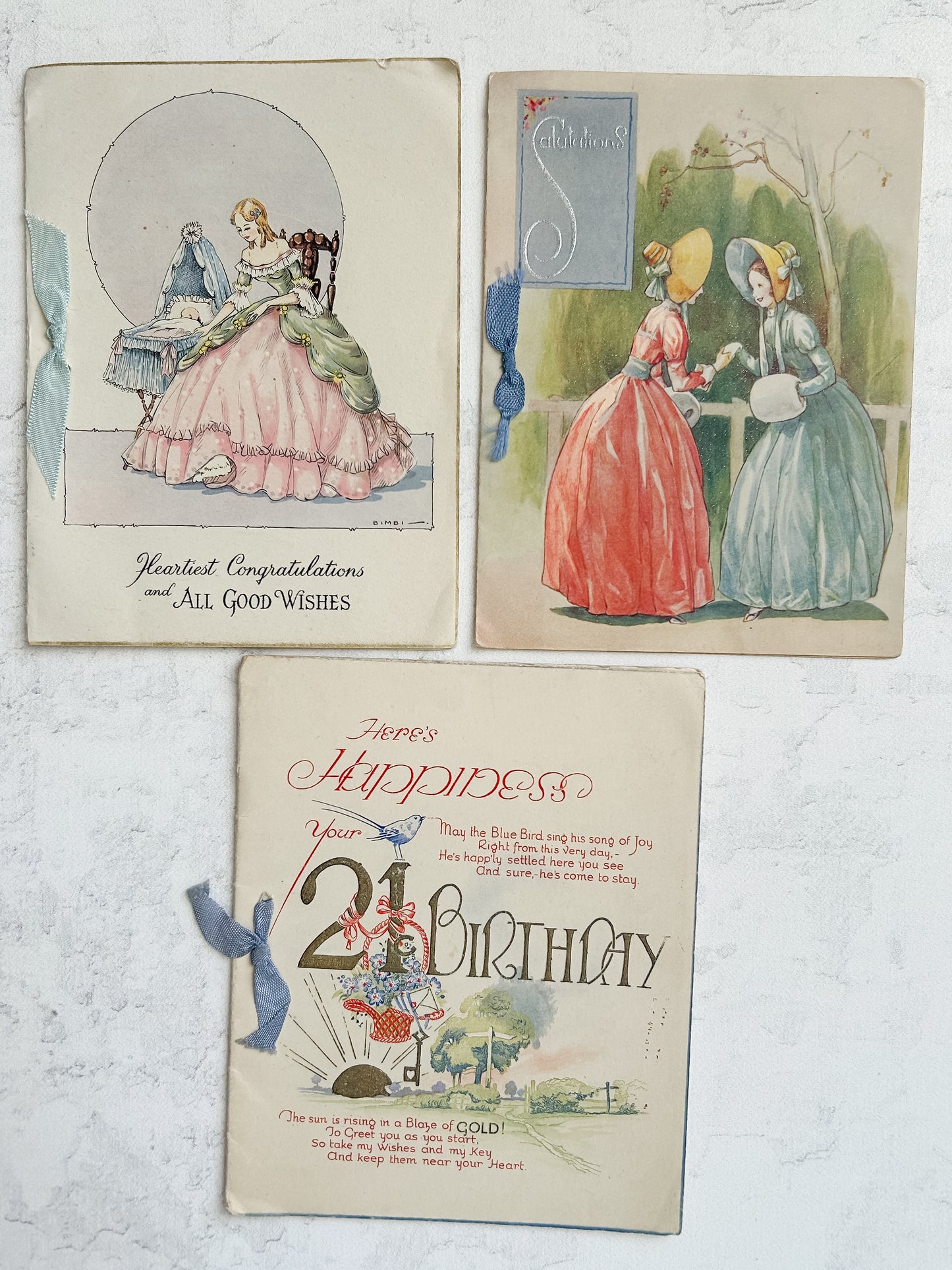 Set of 6 Antique English Greeting Cards