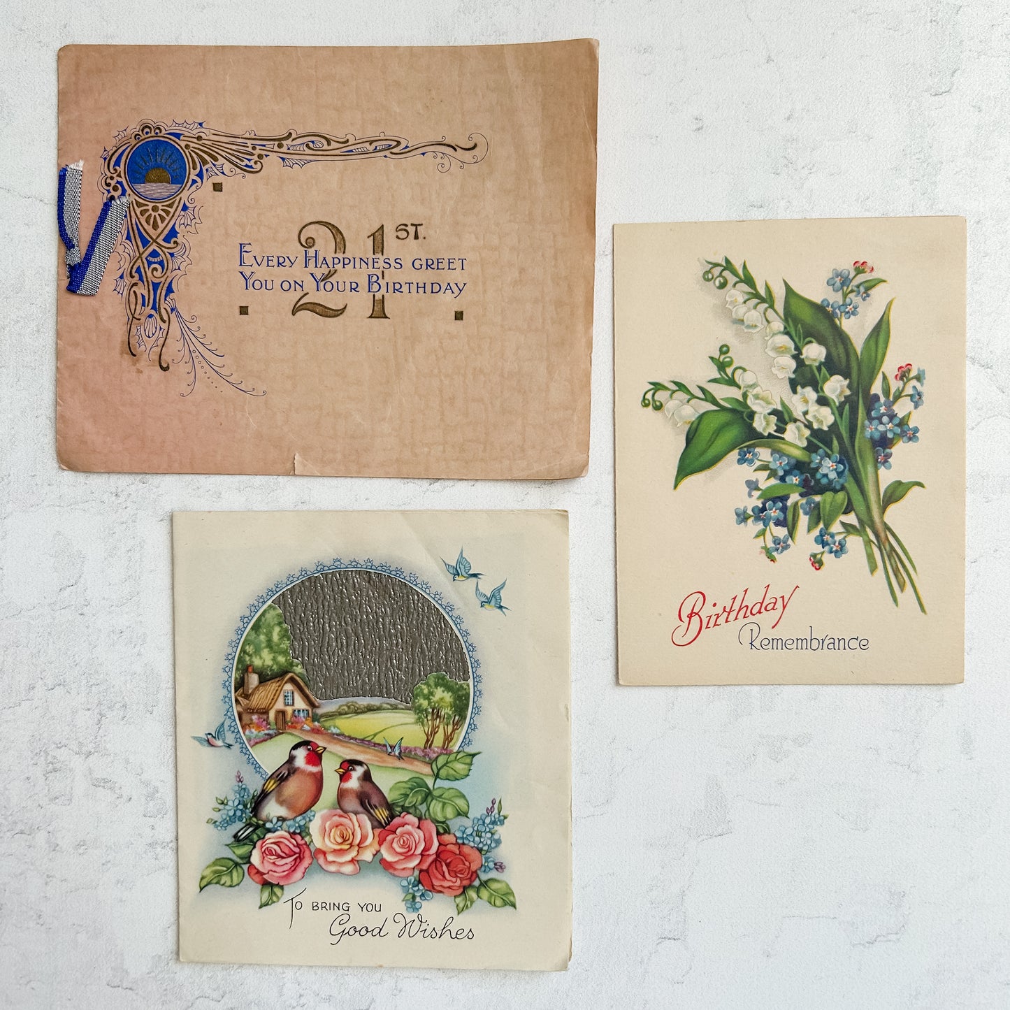 Set of 6 Antique English Greeting Cards