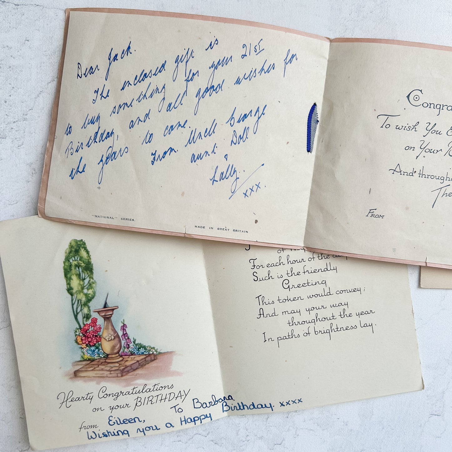Set of 6 Antique English Greeting Cards