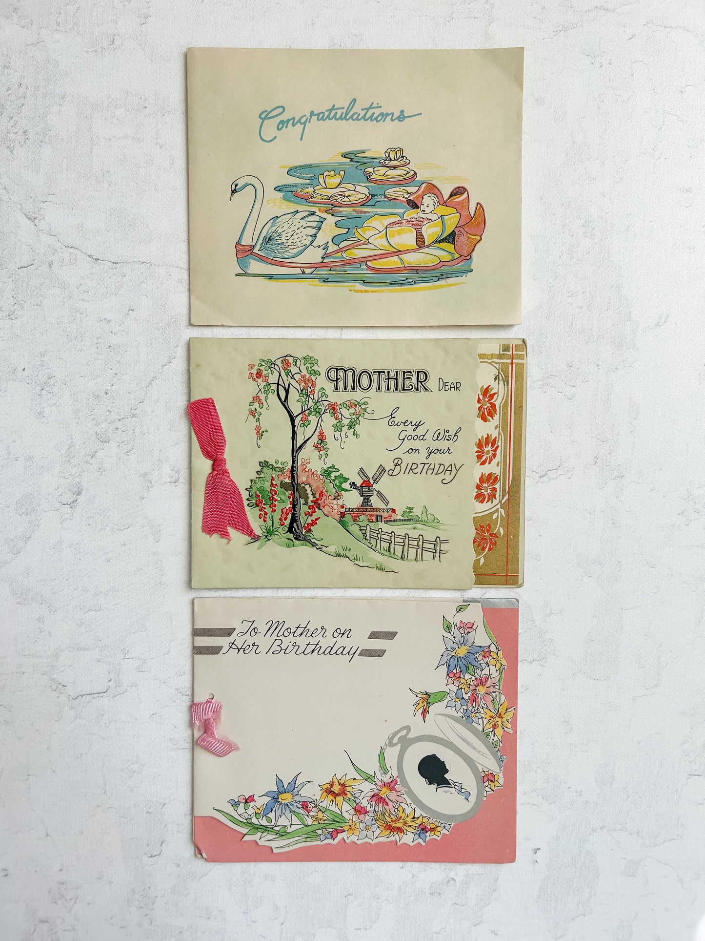 Set of 7 Antique English Greeting Cards