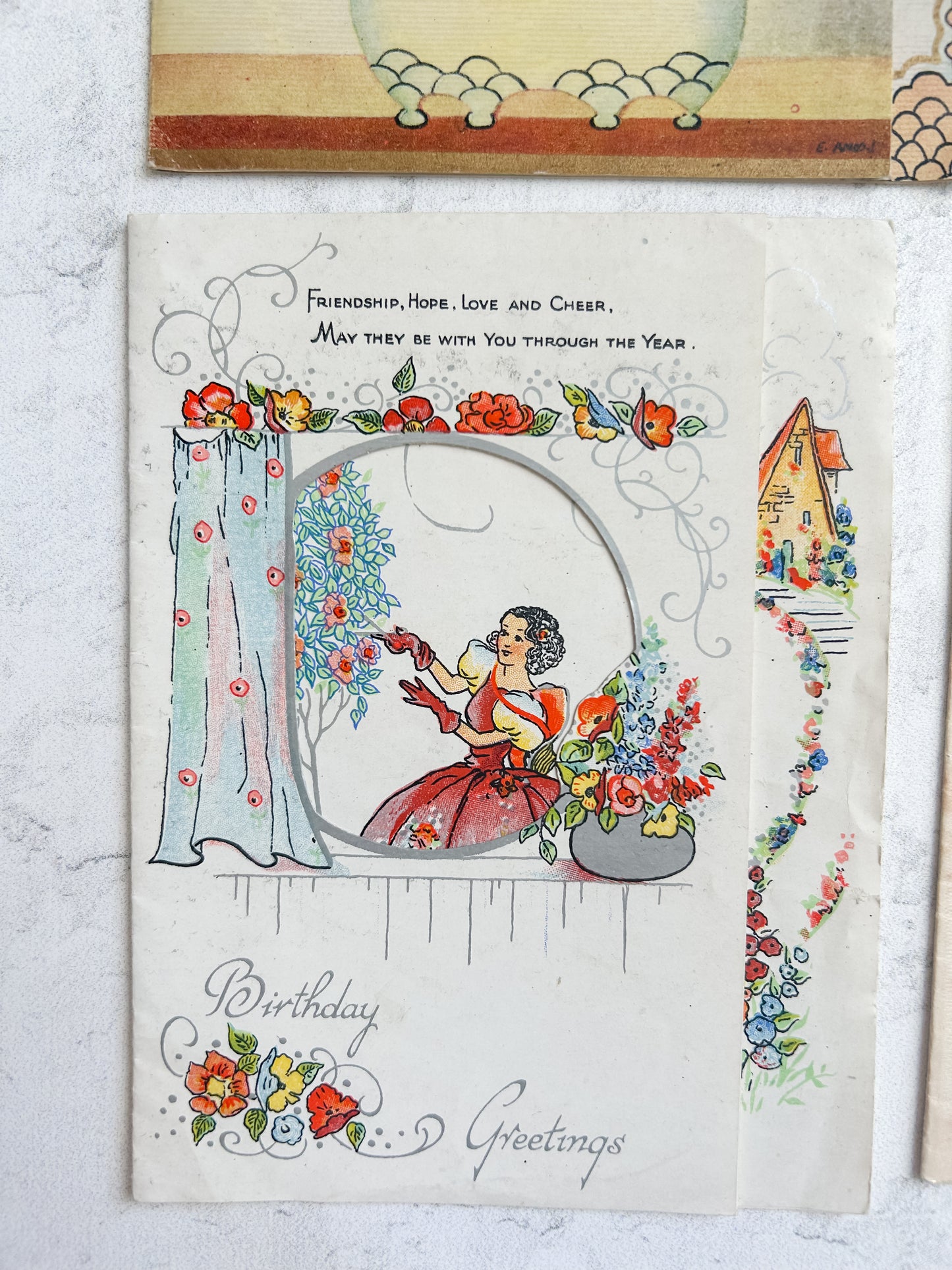 Set of 7 Antique English Greeting Cards