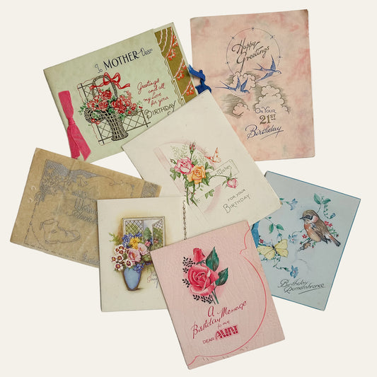 Set of 7 Antique English Greeting Cards