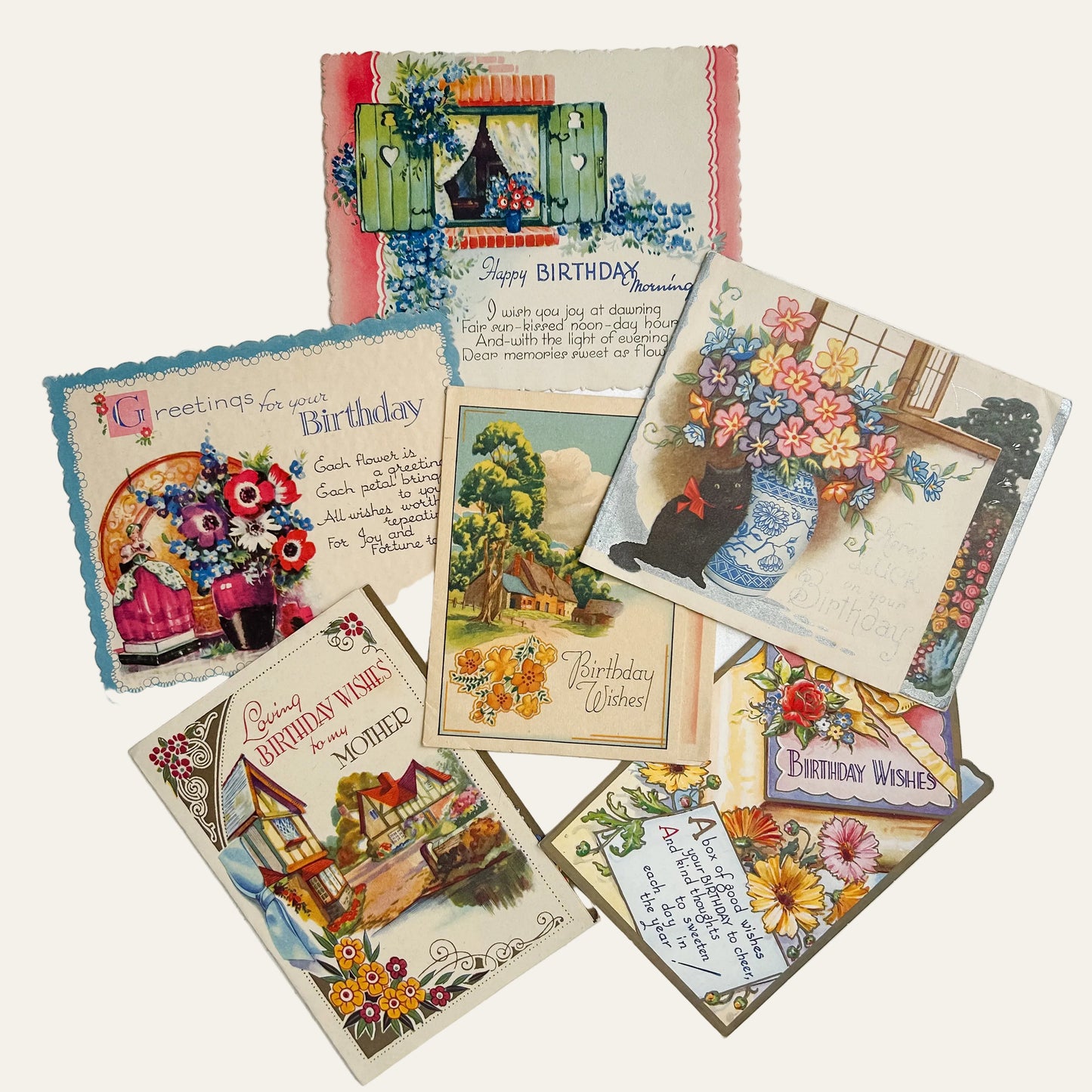 Set of 7 Vintage English Greeting Cards