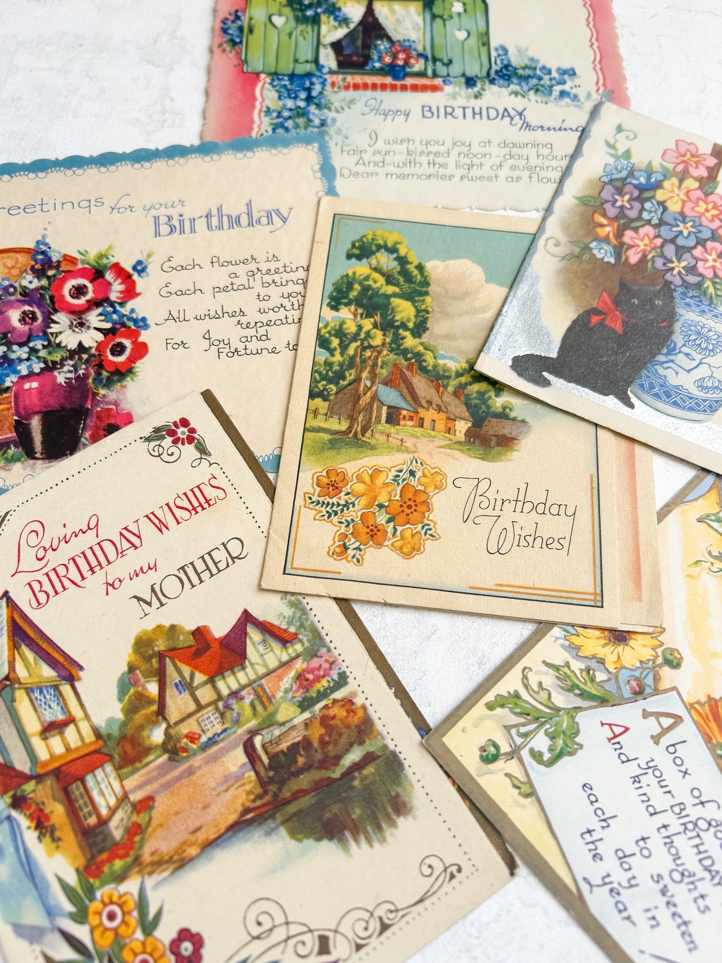 Set of 7 Vintage English Greeting Cards