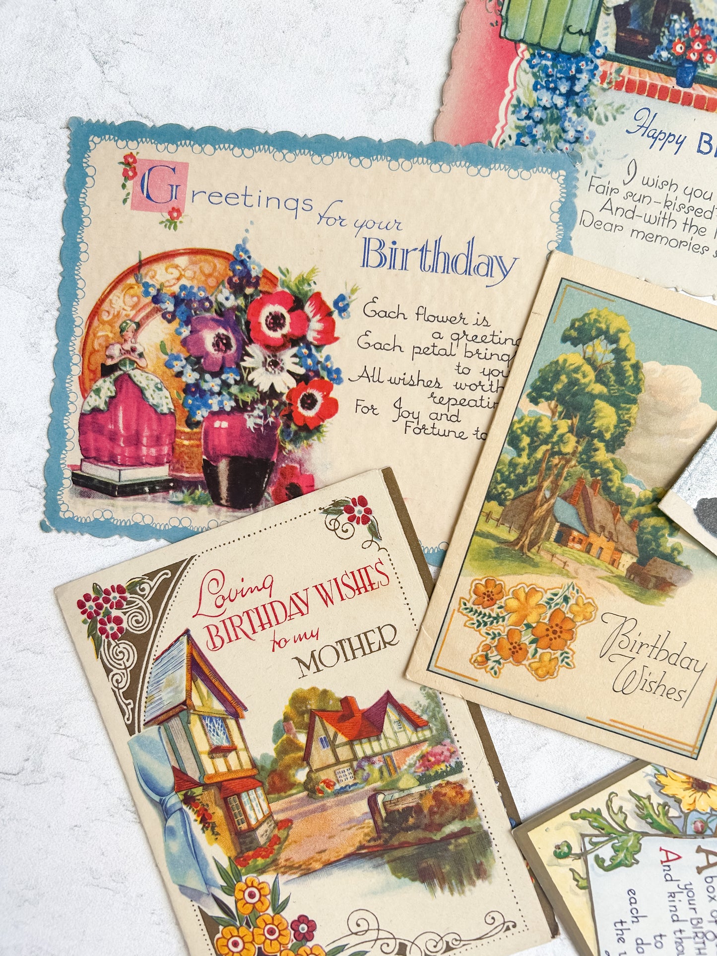 Set of 7 Vintage English Greeting Cards
