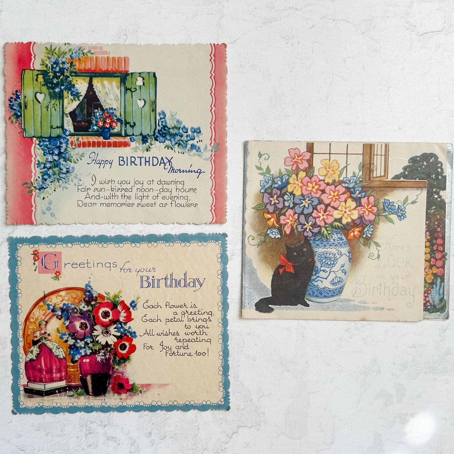 Set of 7 Vintage English Greeting Cards