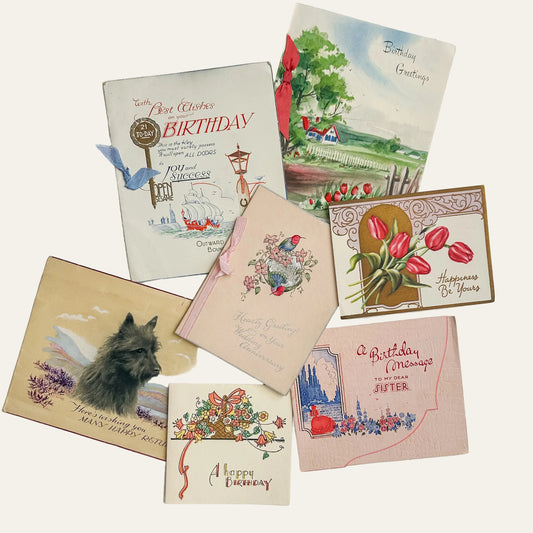 Set of 7 Antique English Greeting Cards