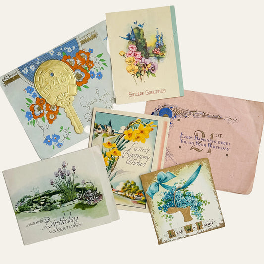 Set of 6 Antique English Greeting Cards