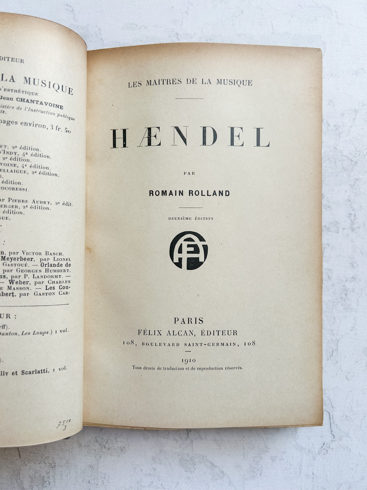 Antique French 1910 “Handel” Music Biography by Romain Rolland