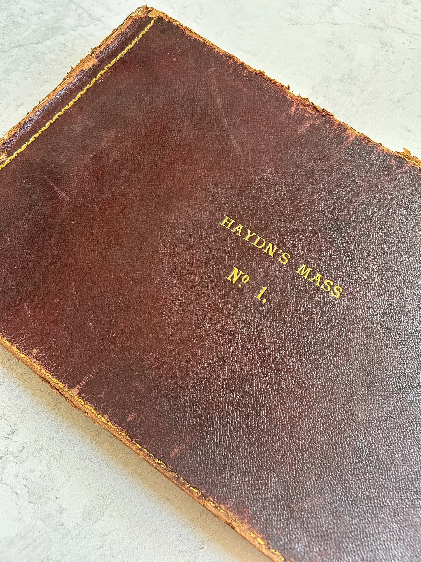 Antique Haydn's Mass Leather Bound Sheet Music Folio