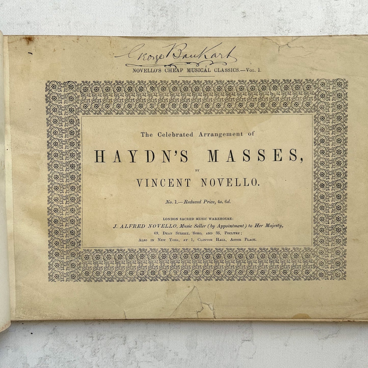 Antique Haydn's Mass Leather Bound Sheet Music Folio