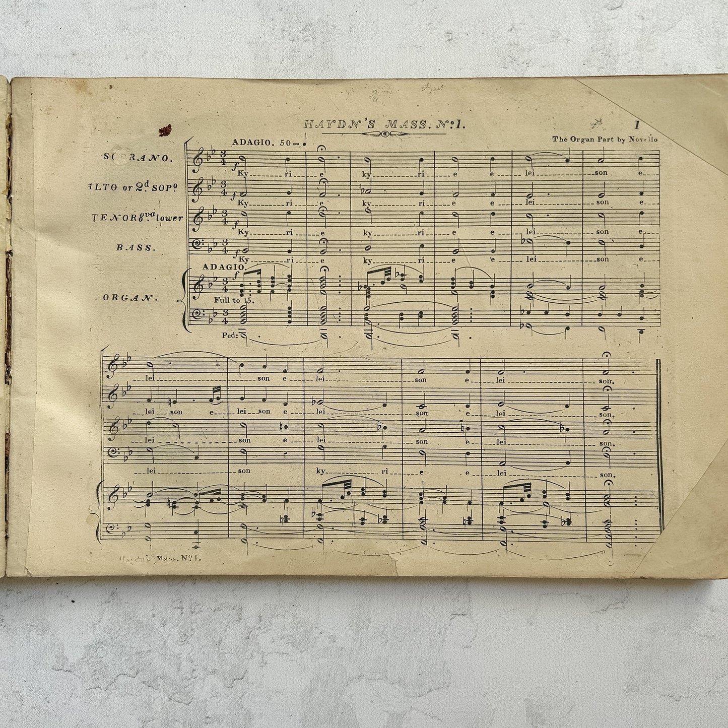 Antique Haydn's Mass Leather Bound Sheet Music Folio