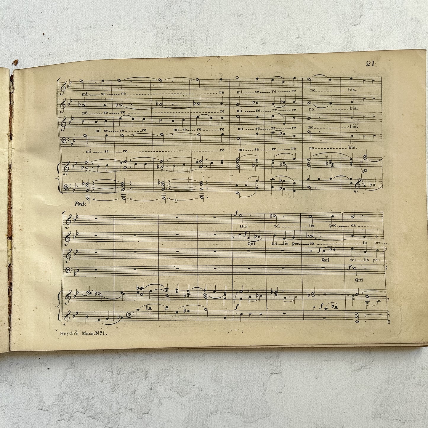 Antique Haydn's Mass Leather Bound Sheet Music Folio