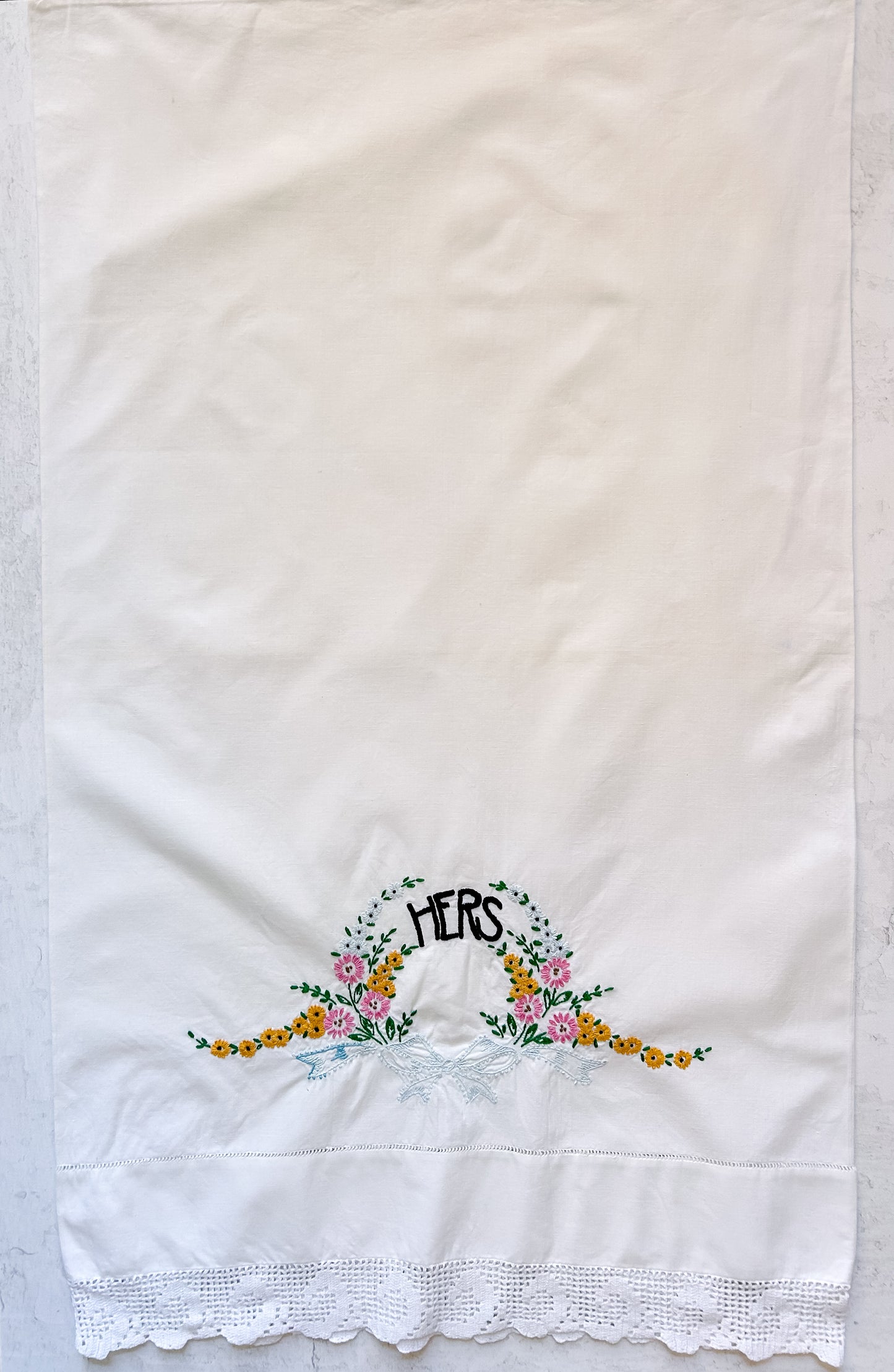 Vintage His & Hers Embroidered Pillowcase Set