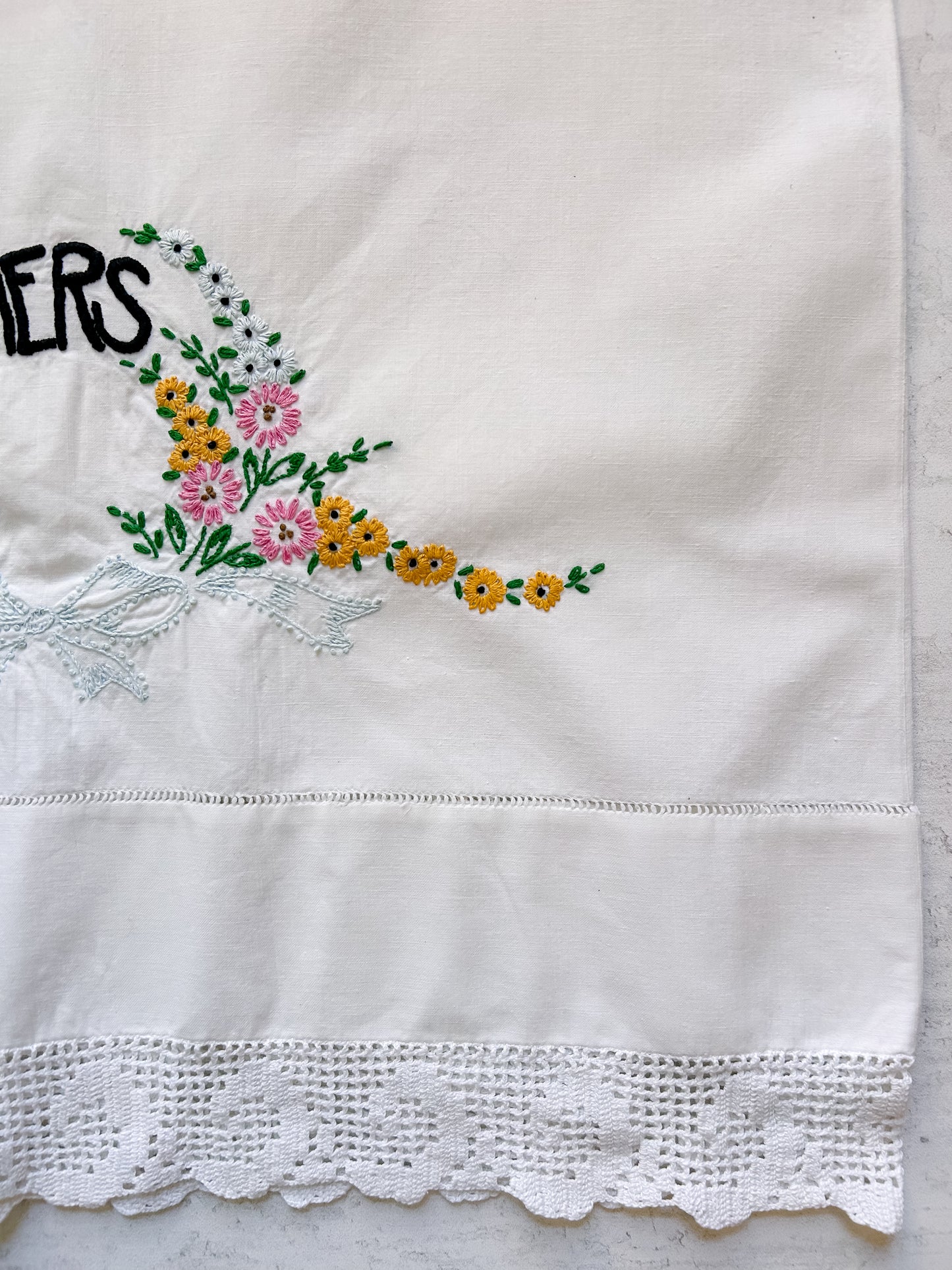 Vintage His & Hers Embroidered Pillowcase Set