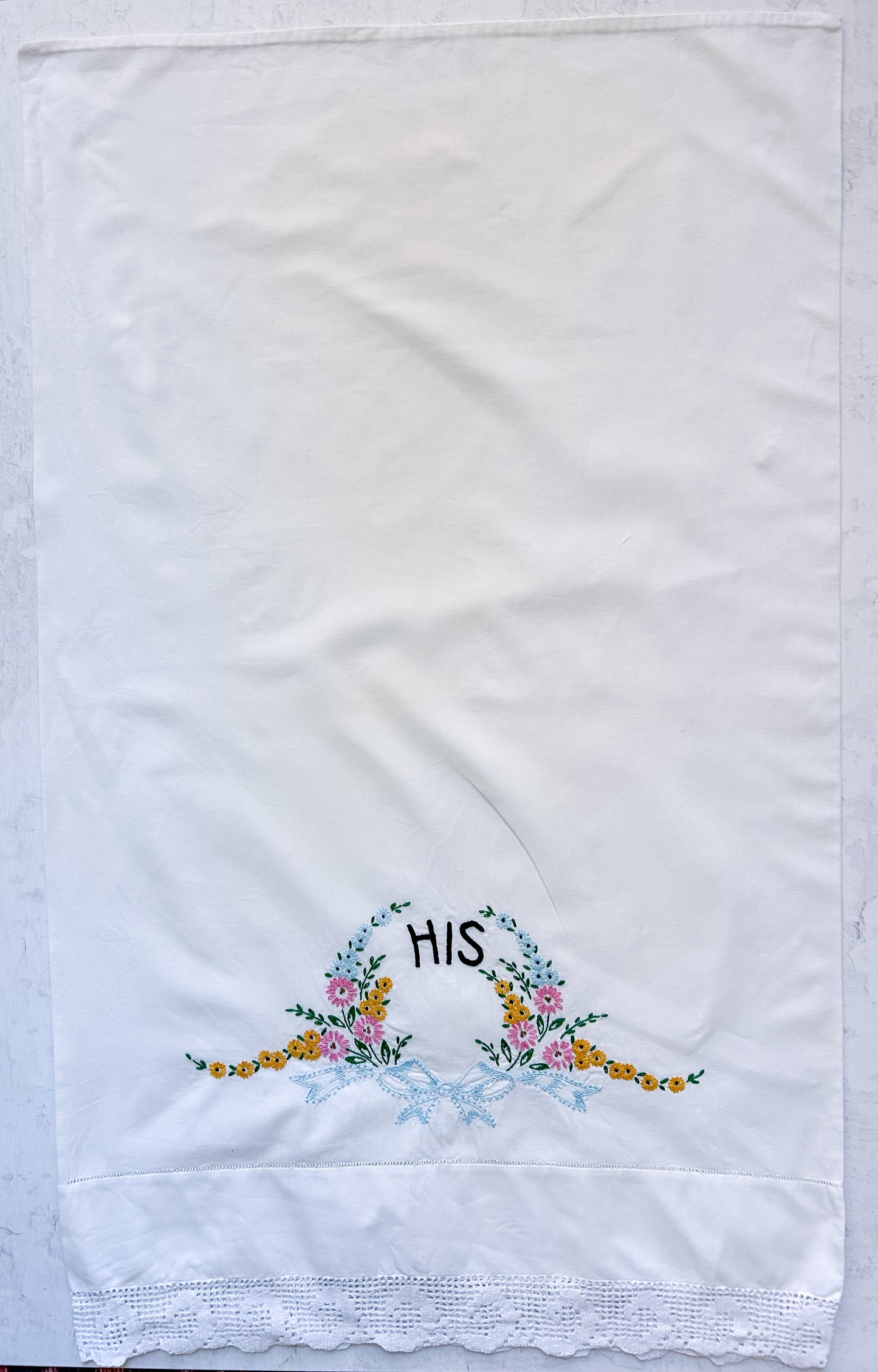Vintage His & Hers Embroidered Pillowcase Set