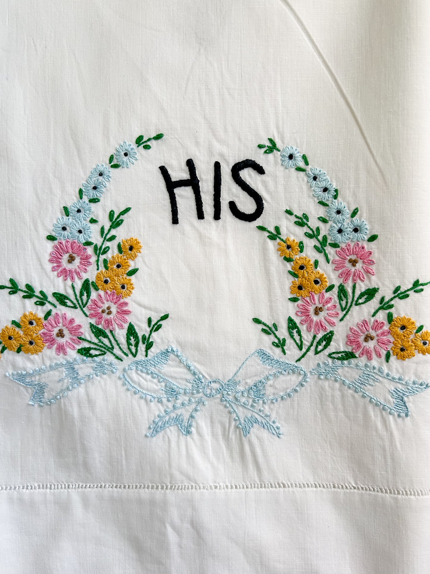 Vintage His & Hers Embroidered Pillowcase Set